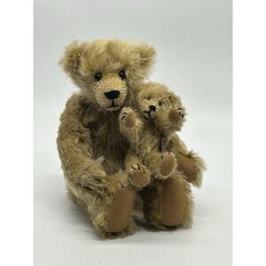OOAK Artistan Teddy Bears Plain Leather Tag Unmarked Mohair w/ Twin Mini Lot of2